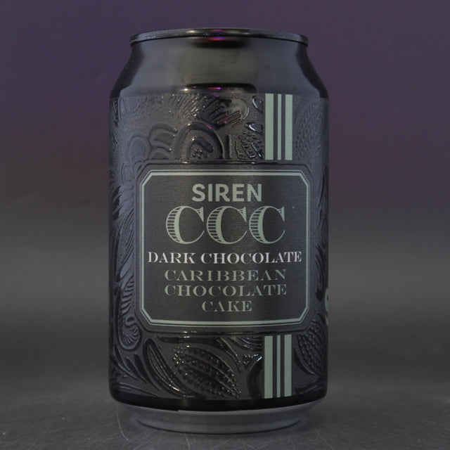 This is a can of Siren - Dark Chocolate Caribbean Chocolate Cake - 7.4% (330ml). It is a Stout / Porter craft beer available to buy from Ghost Whale, voted London's best craft beer shop.