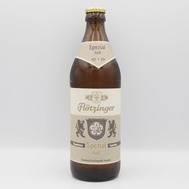 This is a bottle of Flotzinger - Spezial - 5.5% (500ml). It is a Lager / Pilsner / Kölsch craft beer available to buy from Ghost Whale, voted London's best craft beer shop.