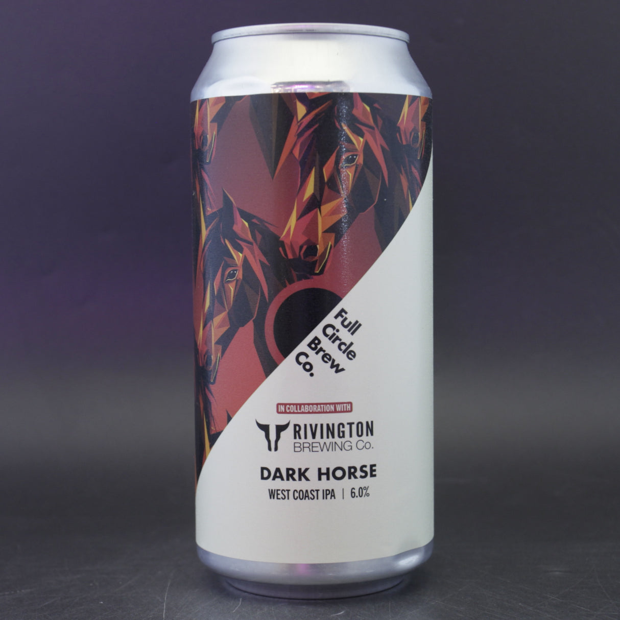 This is a can of Full Circle Brew Co / Rivington - Dark Horse - 6% (440ml). It is a IPA craft beer available to buy from Ghost Whale, voted London's best craft beer shop.