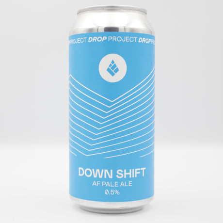 This is a can of Drop Project - Down Shift - 0.5% (440ml). It is a IPA craft beer available to buy from Ghost Whale, voted London's best craft beer shop.