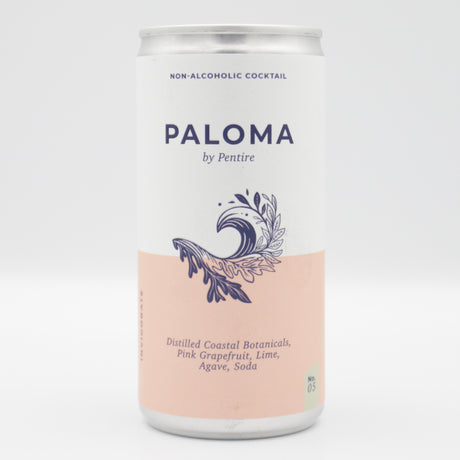 This is a can of Pentire - Paloma - 0% (200ml). It is a  craft cocktail available to buy from Ghost Whale, voted London's best craft beer shop.