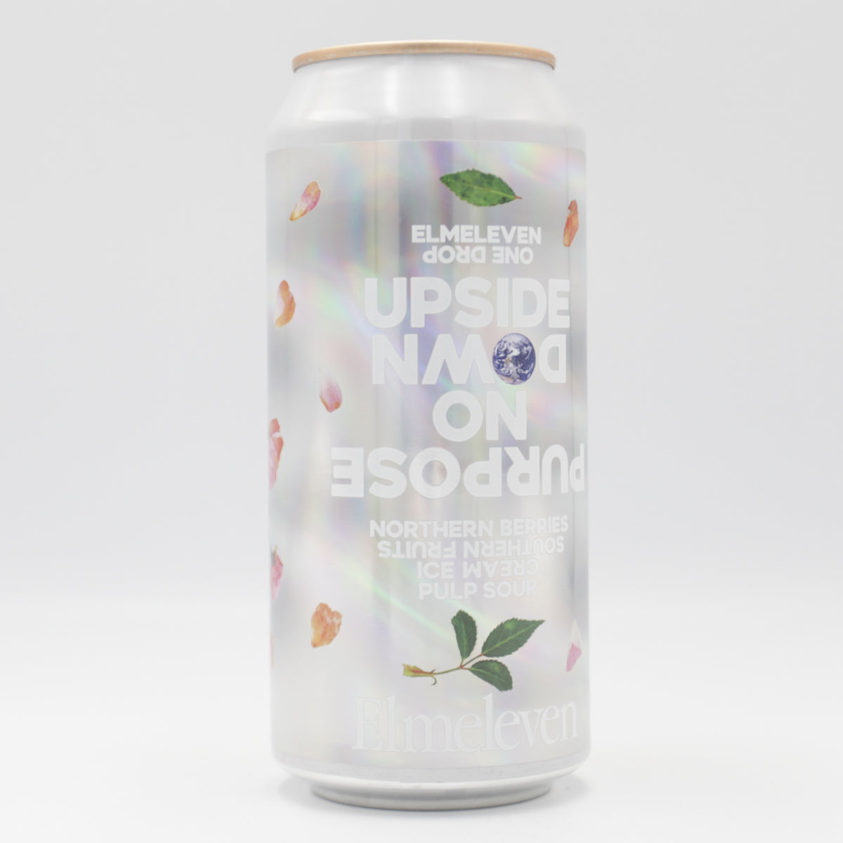 This is a can of Elmeleven / One Drop - PULP: Upside Down On Purpose - 5% (440ml). It is a Sour craft beer available to buy from Ghost Whale, voted London's best craft beer shop.