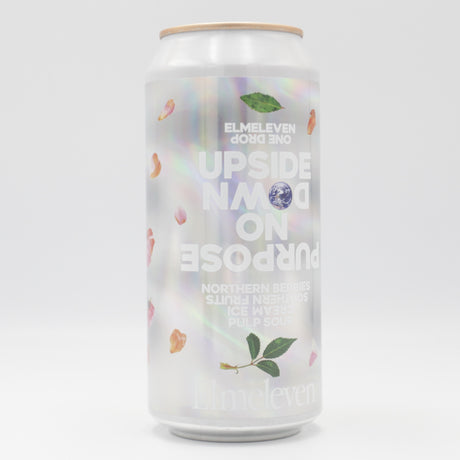 This is a can of Elmeleven / One Drop - PULP: Upside Down On Purpose - 5% (440ml). It is a Sour craft beer available to buy from Ghost Whale, voted London's best craft beer shop.