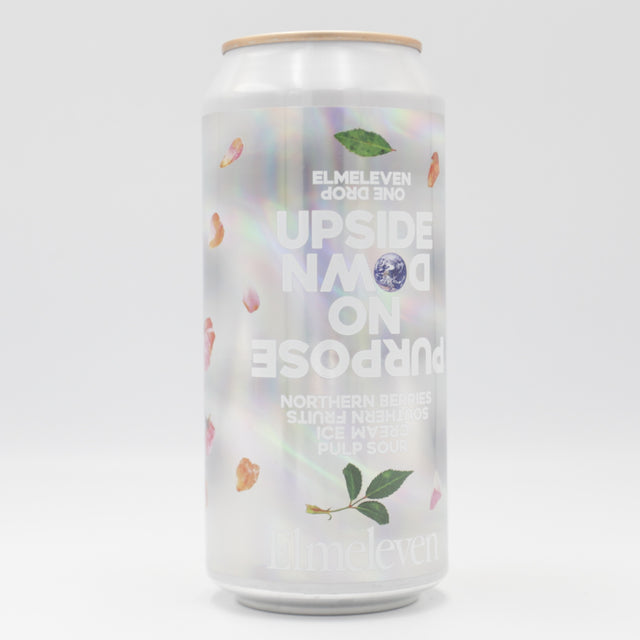 This is a can of Elmeleven / One Drop - PULP: Upside Down On Purpose - 5% (440ml). It is a Sour craft beer available to buy from Ghost Whale, voted London's best craft beer shop.