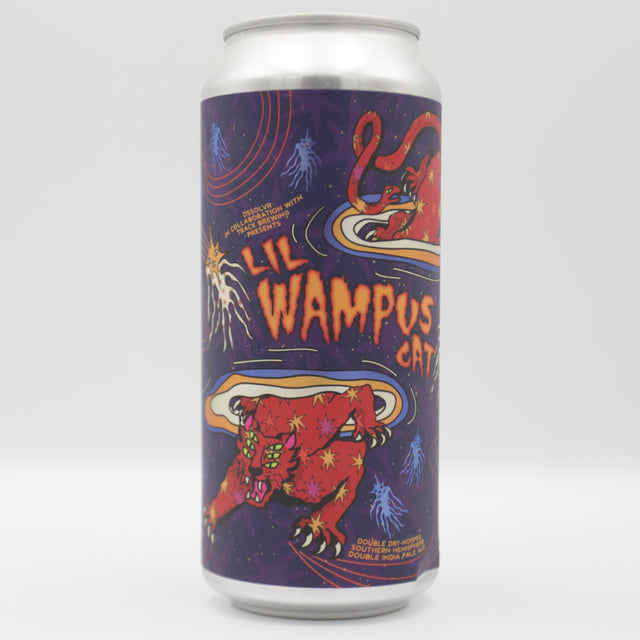 This is a can of DSSOLVR / Track - Lil Wampus Cat - 8.2% (473ml). It is a Double IPA craft beer available to buy from Ghost Whale, voted London's best craft beer shop.