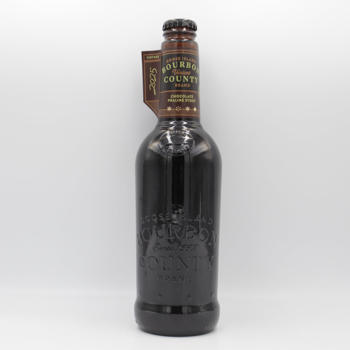This is a bottle of Goose Island - Bourbon County Brand Chocolate Praline Stout (2025) - 14.6% (500ml). It is a Imperial Stout / Porter craft beer available to buy from Ghost Whale, voted London's best craft beer shop.