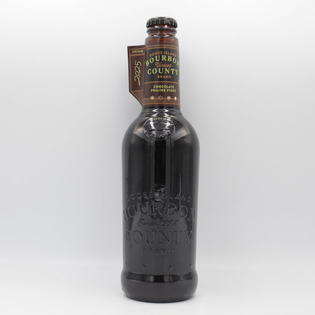 This is a bottle of Goose Island - Bourbon County Brand Chocolate Praline Stout (2025) - 14.6% (500ml). It is a Imperial Stout / Porter craft beer available to buy from Ghost Whale, voted London's best craft beer shop.