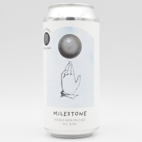 This is a can of Factory Brewing / Two Flints - Milestone - 8% (440ml). It is a Double IPA craft beer available to buy from Ghost Whale, voted London's best craft beer shop.