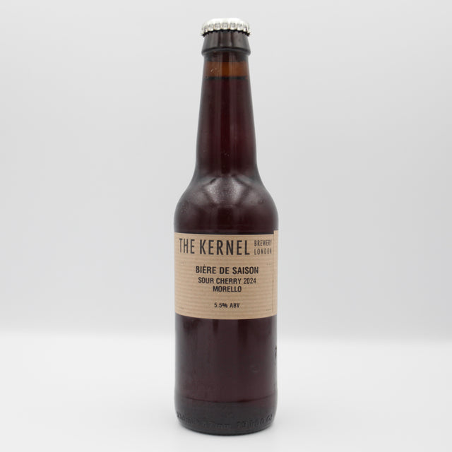 This is a bottle of The Kernel - Biere de Saison: Sour Cherry 2024 Morello - 5.5% (330ml). It is a Wild Ale craft beer available to buy from Ghost Whale, voted London's best craft beer shop.