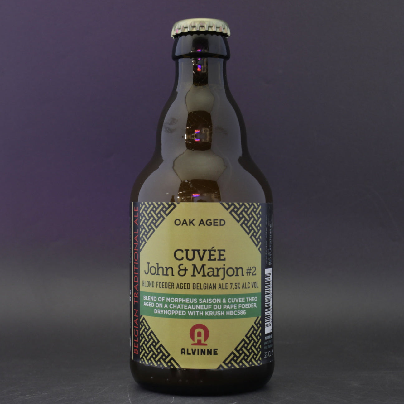 This is a bottle of Alvinne - Cuvee John & Marjon Batch #2 - 7.5% (330ml). It is a Belgian Style craft beer available to buy from Ghost Whale, voted London's best craft beer shop.