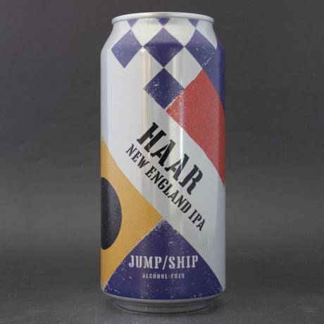This is a can of Jump Ship Brewing - Haar New England IPA - 0.5% (440ml). It is a IPA craft beer available to buy from Ghost Whale, voted London's best craft beer shop.