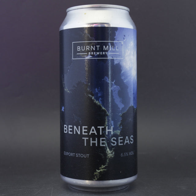 This is a can of Burnt Mill - Beneath The Seas - 6.5% (440ml). It is a Stout / Porter craft beer available to buy from Ghost Whale, voted London's best craft beer shop.