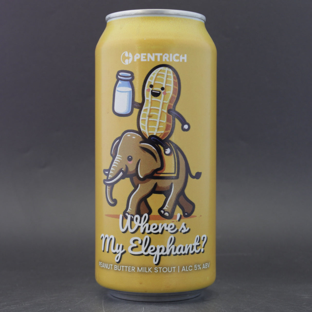 This is a can of Pentrich - Where's My Elephant? - 5% (440ml). It is a Stout / Porter craft beer available to buy from Ghost Whale, voted London's best craft beer shop.