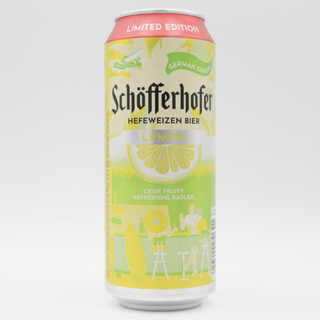 This is a can of Schöfferhofer - Lemon Radler - 2.5% (500ml). It is a Radler craft beer available to buy from Ghost Whale, voted London's best craft beer shop.