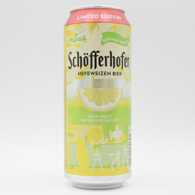 This is a can of Schöfferhofer - Lemon Radler - 2.5% (500ml). It is a Radler craft beer available to buy from Ghost Whale, voted London's best craft beer shop.