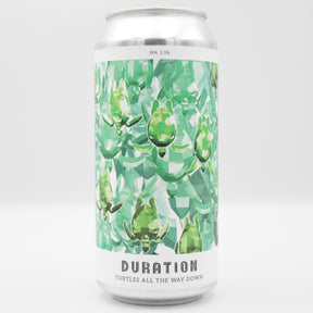 This is a can of Duration - Turtles All The Way Down - 5.5% (440ml). It is a IPA craft beer available to buy from Ghost Whale, voted London's best craft beer shop.