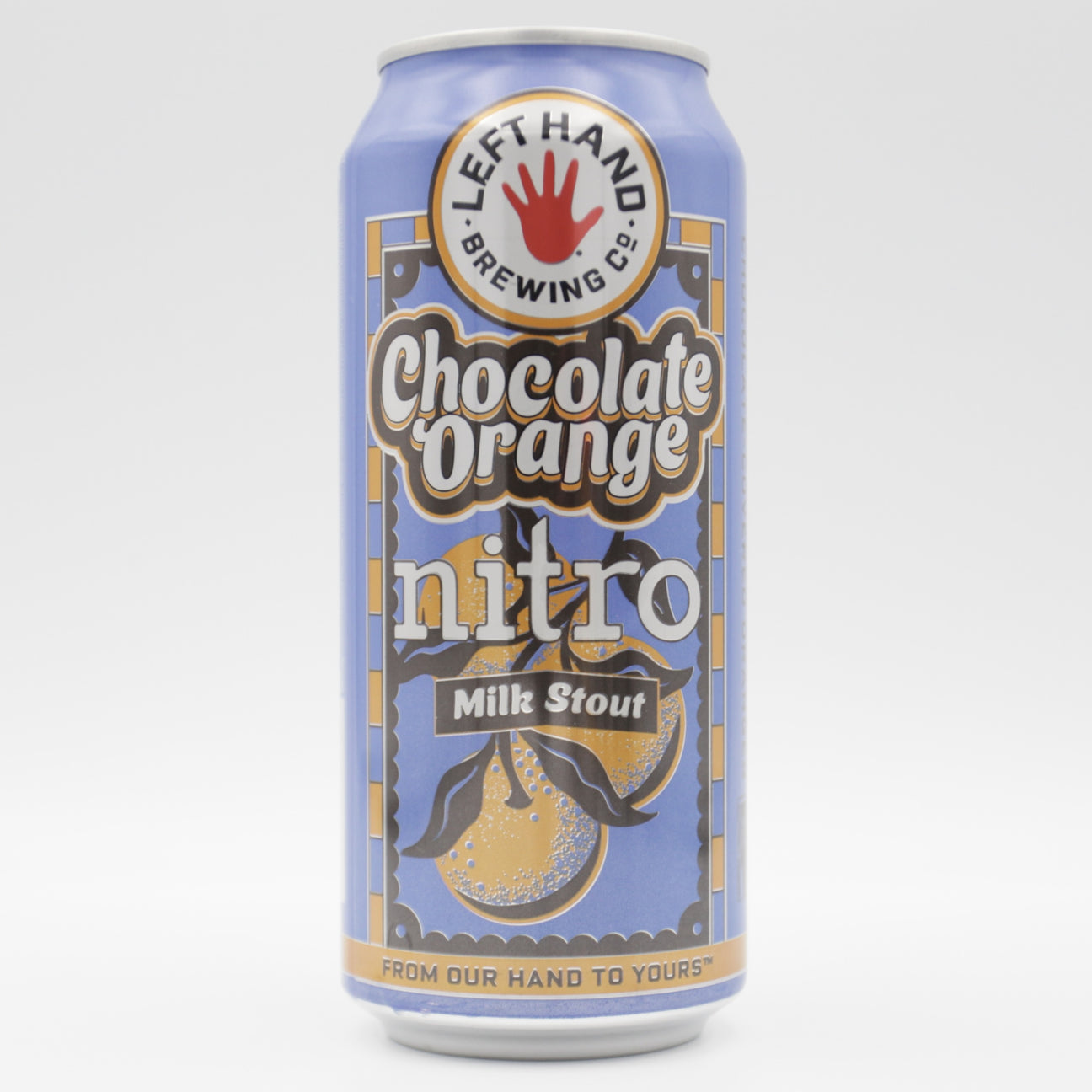 This is a can of Left Hand - Nitro Chocolate Orange Stout - 6% (400ml). It is a Stout / Porter craft beer available to buy from Ghost Whale, voted London's best craft beer shop.