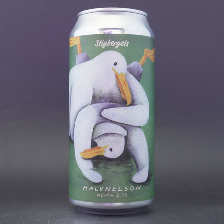 This is a can of Stigbergets - Halvneslon - 5.7% (440ml). It is a IPA craft beer available to buy from Ghost Whale, voted London's best craft beer shop.
