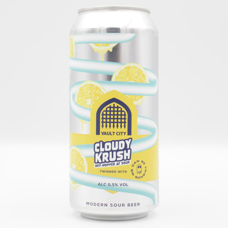This is a can of Vault City - Cloudy Krush - 0.5% (440ml). It is a Sour craft beer available to buy from Ghost Whale, voted London's best craft beer shop.