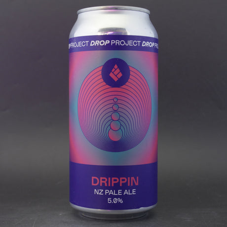 This is a can of Drop Project - Drippin - 5% (440ml). It is a Pale Ale craft beer available to buy from Ghost Whale, voted London's best craft beer shop.