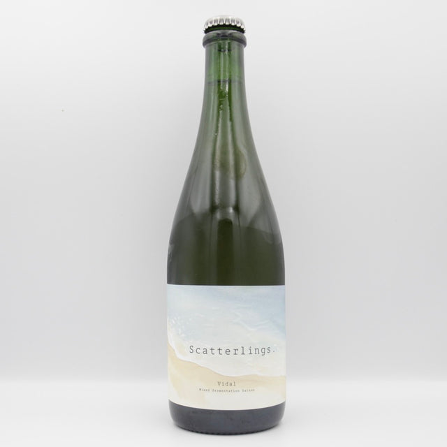 This is a sharing bottle of Scatterlings - Vidal - 5.8% (750ml). It is a Wild Ale craft beer available to buy from Ghost Whale, voted London's best craft beer shop.