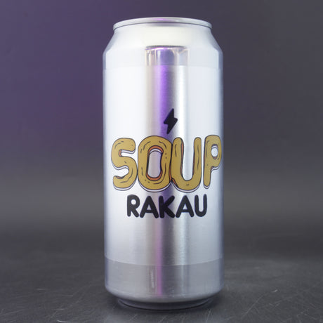 This is a can of Garage Beer Co - Soup: Rakau - 7% (440ml). It is a IPA craft beer available to buy from Ghost Whale, voted London's best craft beer shop.