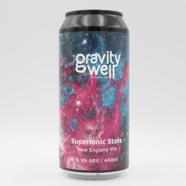 This is a can of Gravity Well - Superionic State - 6.5% (440ml). It is a IPA craft beer available to buy from Ghost Whale, voted London's best craft beer shop.