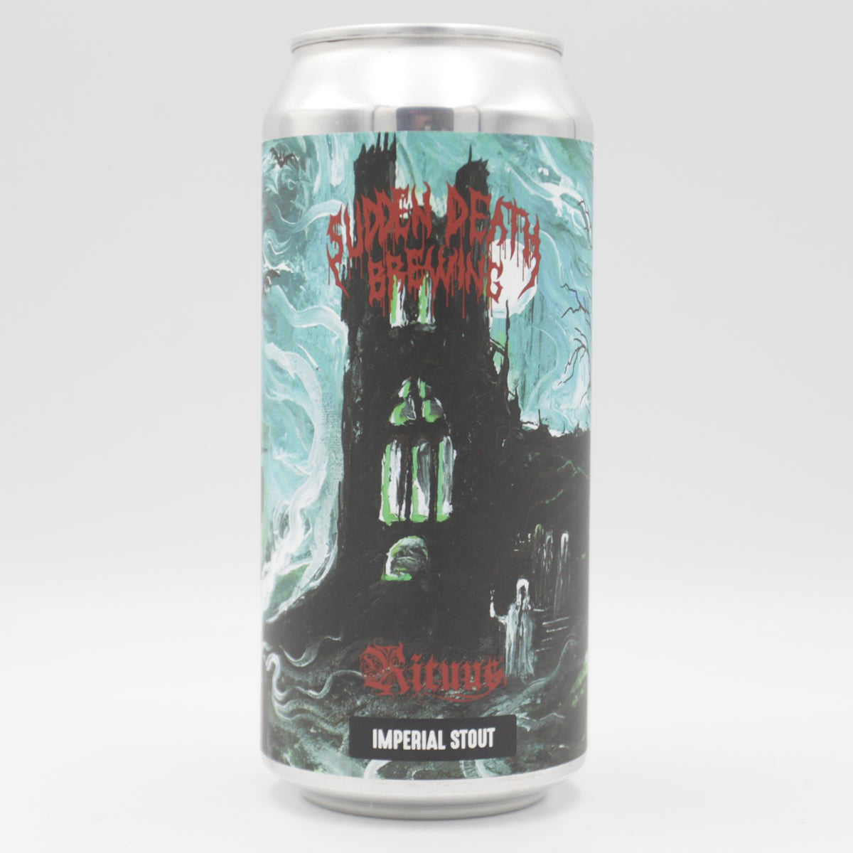 This is a can of Sudden Death - Rituus - 11.9% (440ml). It is a Imperial Stout / Porter craft beer available to buy from Ghost Whale, voted London's best craft beer shop.