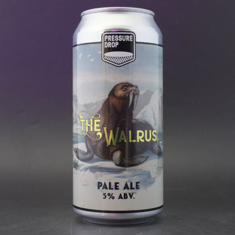 This is a can of Pressure Drop - The Walrus - 5% (440ml). It is a Pale Ale craft beer available to buy from Ghost Whale, voted London's best craft beer shop.