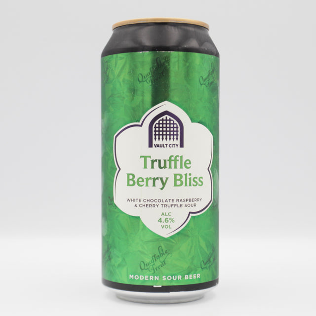 This is a can of Vault City - Truffle Berry Bliss - 4.6% (440ml). It is a Sour craft beer available to buy from Ghost Whale, voted London's best craft beer shop.