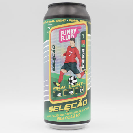 This is a can of Funky Fluid - Seleção - 6% (500ml). It is a IPA craft beer available to buy from Ghost Whale, voted London's best craft beer shop.