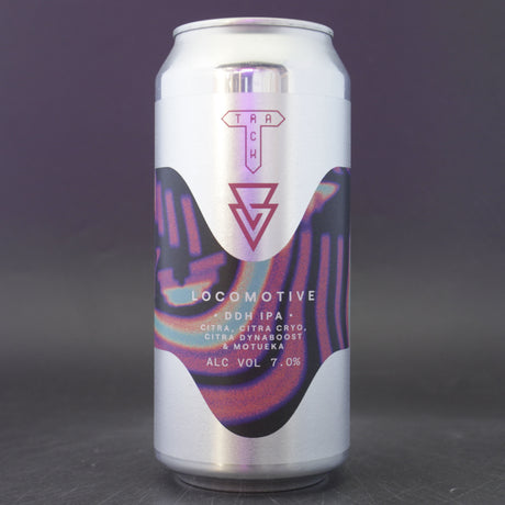 This is a can of Track / Azvex - Locomotive - 7% (440ml). It is a IPA craft beer available to buy from Ghost Whale, voted London's best craft beer shop.