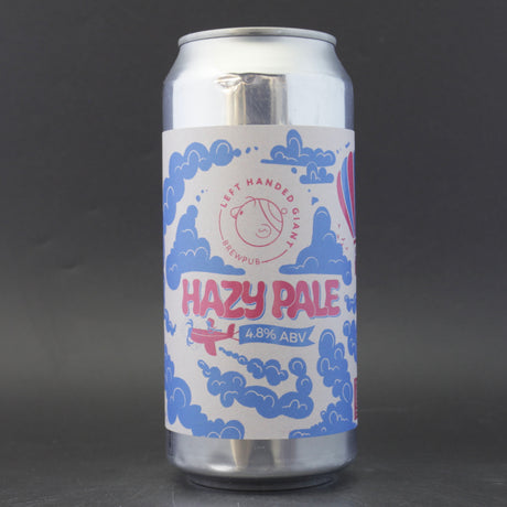 This is a can of Left Handed Giant - Brewpub: Hazy Pale - 4.5% (440ml). It is a Pale Ale craft beer available to buy from Ghost Whale, voted London's best craft beer shop.