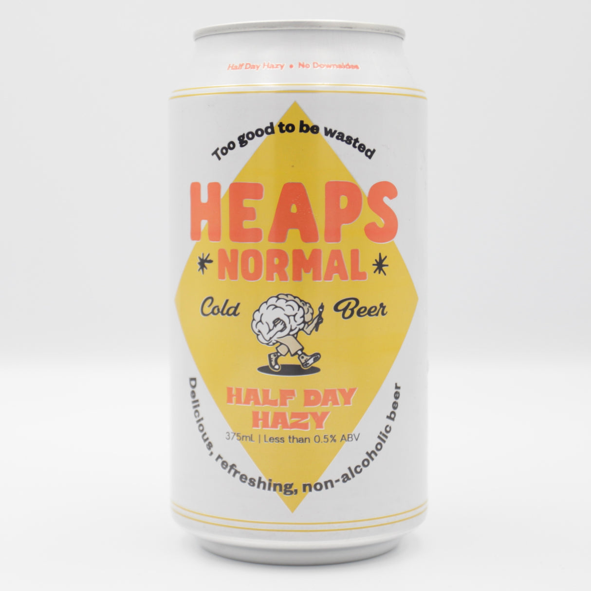 This is a can of Heaps Normal - Half Day Hazy - 0.5% (375ml). It is a Pale Ale craft beer available to buy from Ghost Whale, voted London's best craft beer shop.