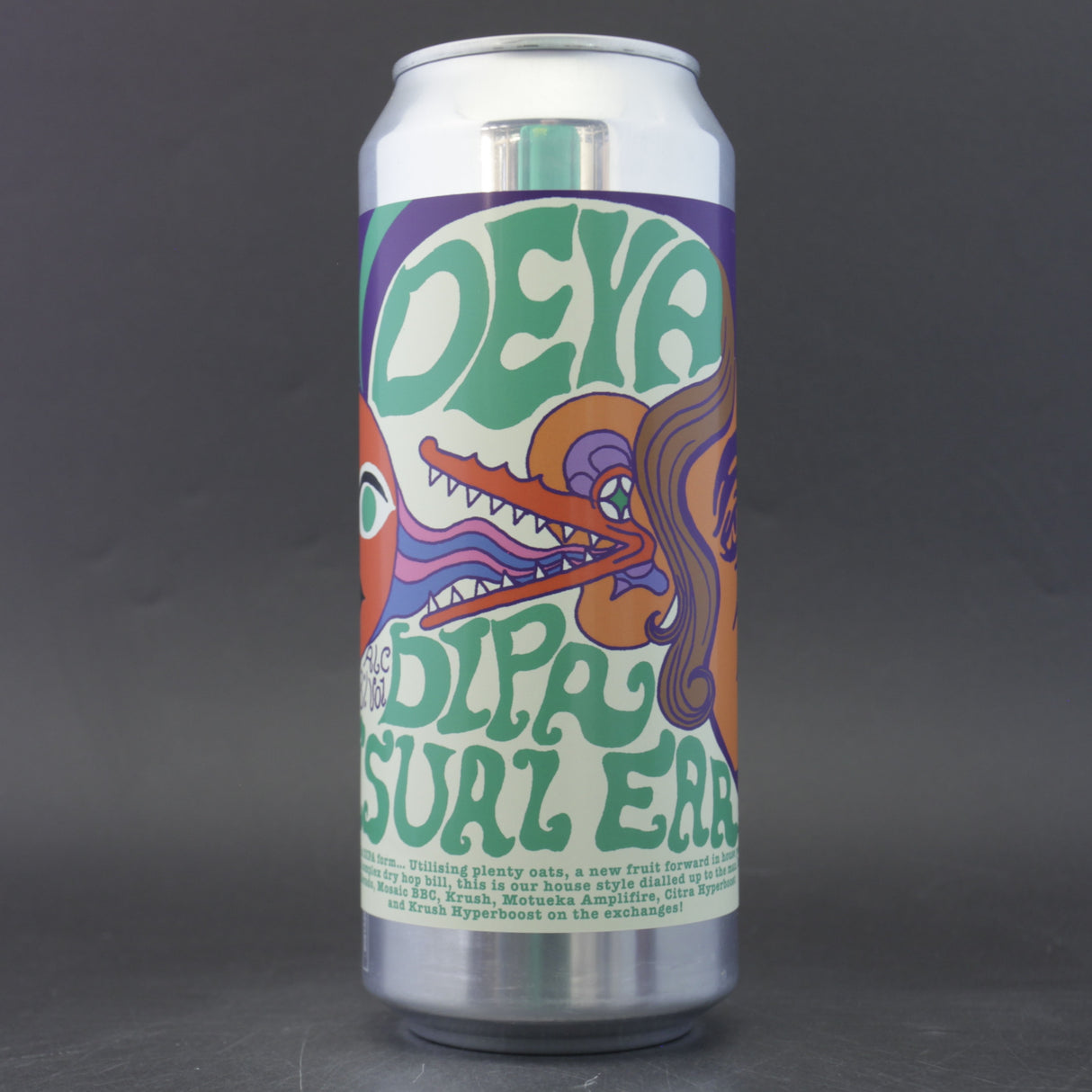 This is a can of DEYA - Visual Ear - 8% (500ml). It is a Double IPA craft beer available to buy from Ghost Whale, voted London's best craft beer shop.