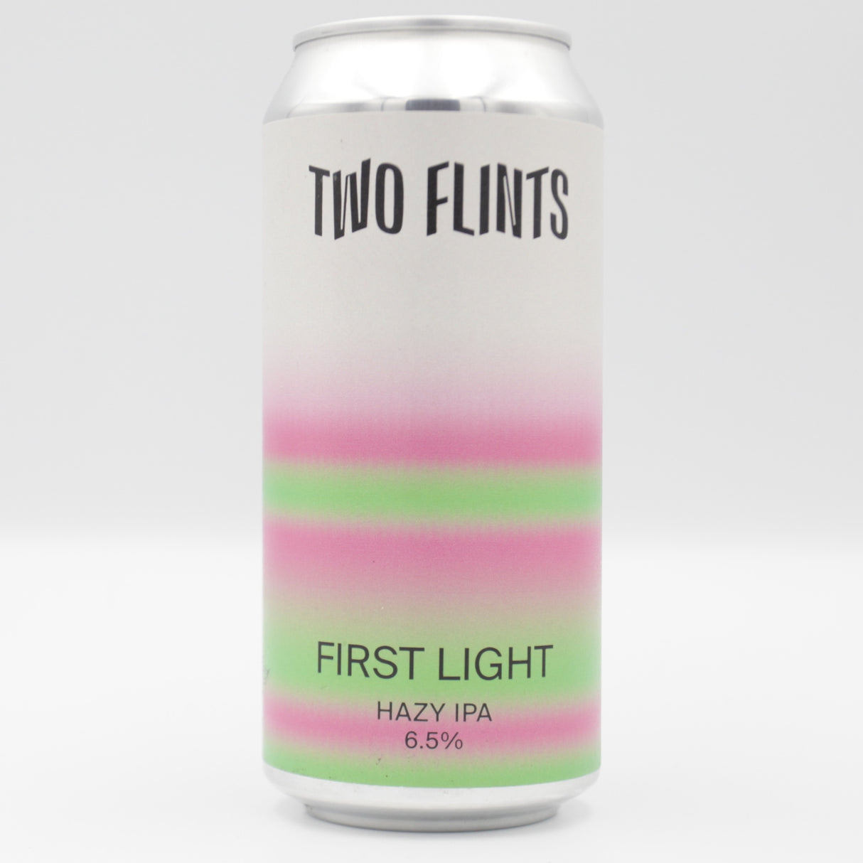 This is a can of Two Flints - First Light - 6.5% (440ml). It is a IPA craft beer available to buy from Ghost Whale, voted London's best craft beer shop.