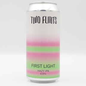 This is a can of Two Flints - First Light - 6.5% (440ml). It is a IPA craft beer available to buy from Ghost Whale, voted London's best craft beer shop.