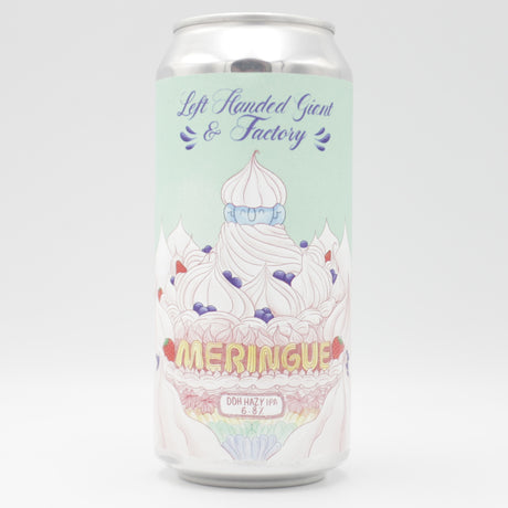 This is a can of Left Handed Giant / Factory Brewing - Meringue - 6.8% (440ml). It is a IPA craft beer available to buy from Ghost Whale, voted London's best craft beer shop.