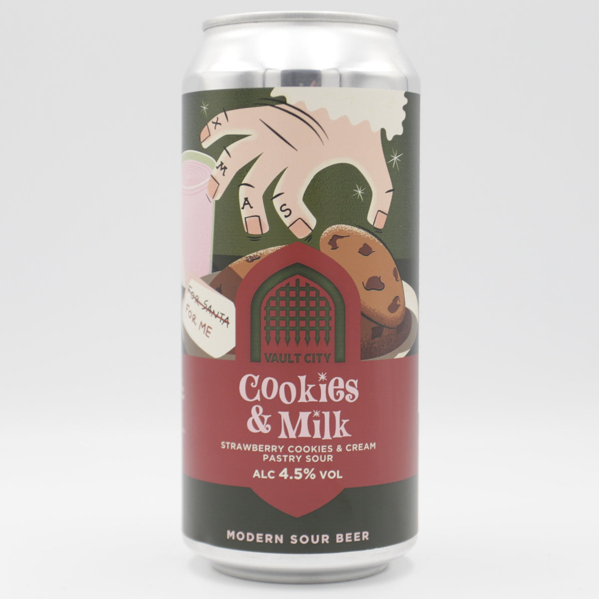 This is a can of Vault City - Cookies & Milk - 4.5% (440ml). It is a Sour craft beer available to buy from Ghost Whale, voted London's best craft beer shop.