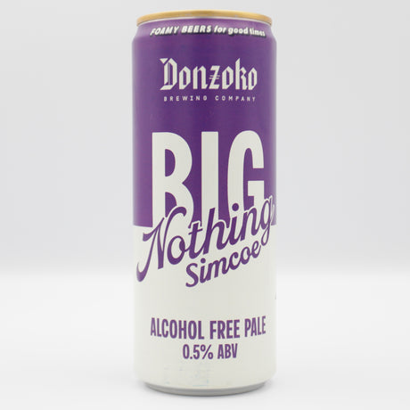 This is a can of Donzoko - Big Nothing Simcoe - 0.5% (330ml). It is a Pale Ale craft beer available to buy from Ghost Whale, voted London's best craft beer shop.