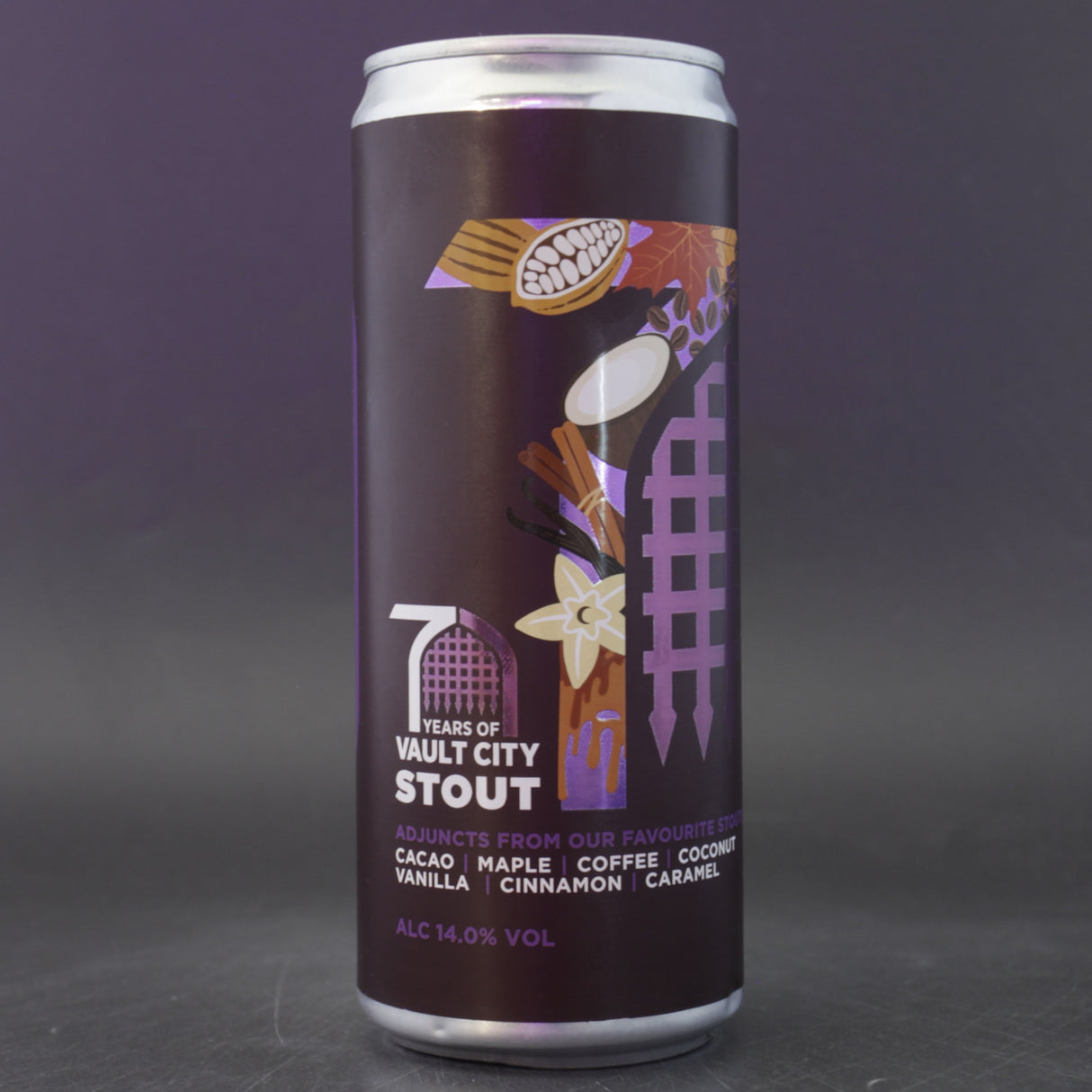 This is a can of Vault City - 7 Years Stout - 14% (330ml). It is a Imperial Stout / Porter craft beer available to buy from Ghost Whale, voted London's best craft beer shop.