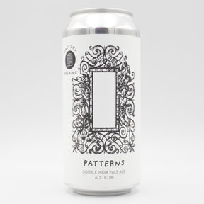 This is a can of Factory Brewing - Patterns - 8% (440ml). It is a Double IPA craft beer available to buy from Ghost Whale, voted London's best craft beer shop.
