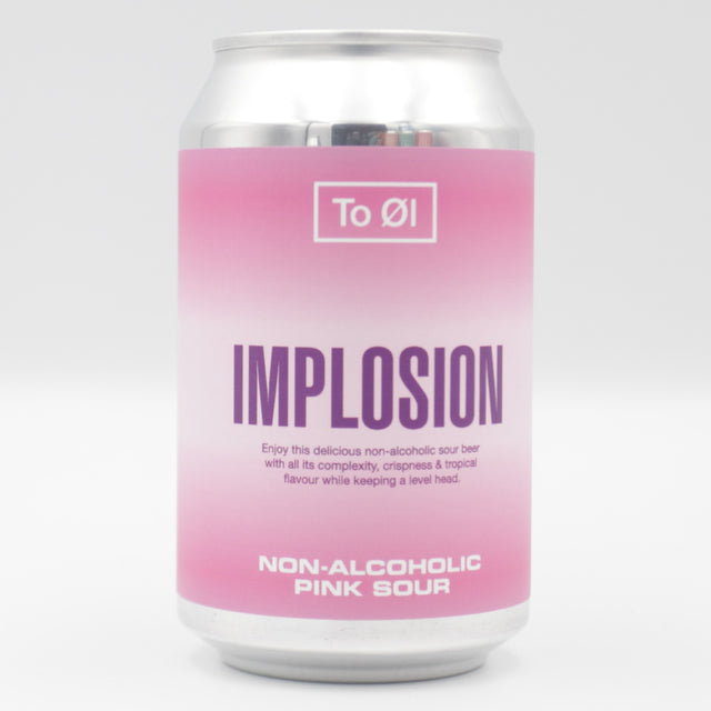 This is a can of To Øl - Implosion: Pink - 0.3% (330ml). It is a Sour craft beer available to buy from Ghost Whale, voted London's best craft beer shop.