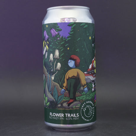 This is a can of Left Handed Giant - Flower Trails - 6.5% (440ml). It is a IPA craft beer available to buy from Ghost Whale, voted London's best craft beer shop.