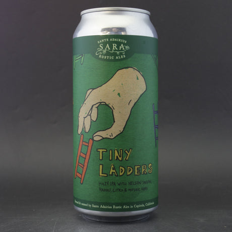 This is a can of Sante Adairius - Tiny Ladders - 6.4% (473ml). It is a IPA craft beer available to buy from Ghost Whale, voted London's best craft beer shop.