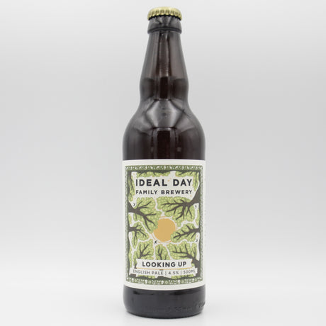 This is a bottle of Ideal Day - Looking Up - 4.5% (500ml). It is a Pale Ale craft beer available to buy from Ghost Whale, voted London's best craft beer shop.
