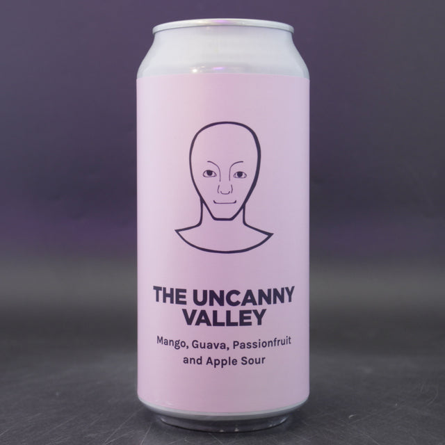 This is a can of Pomona Island - The Uncanny Valley - 5.5% (440ml). It is a Sour craft beer available to buy from Ghost Whale, voted London's best craft beer shop.