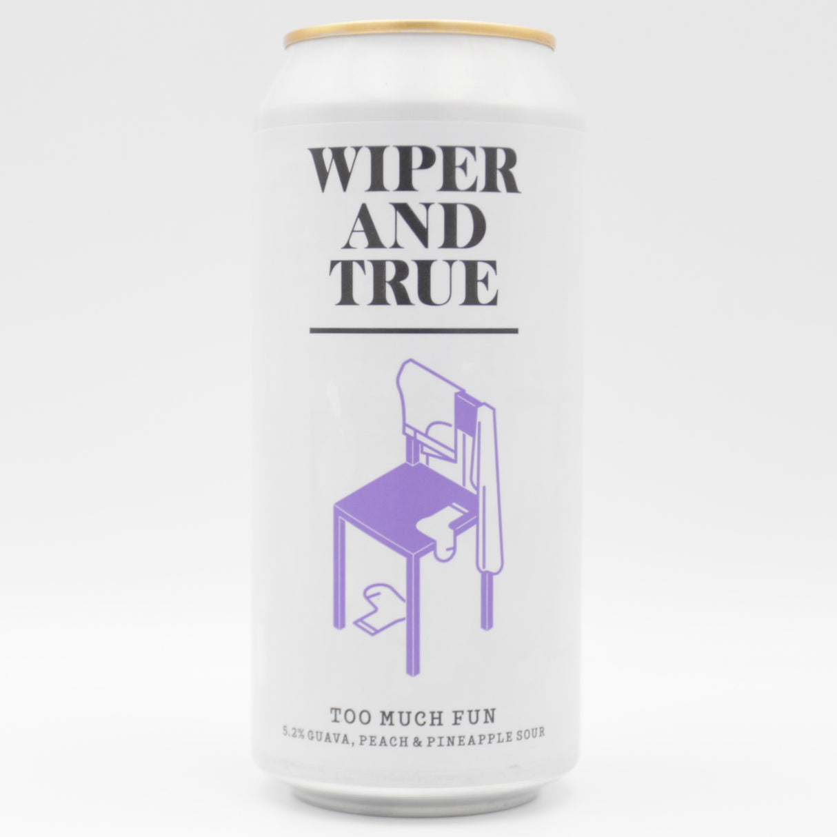 This is a can of Wiper And True - Too Much Fun - 5.2% (440ml). It is a Sour craft beer available to buy from Ghost Whale, voted London's best craft beer shop.