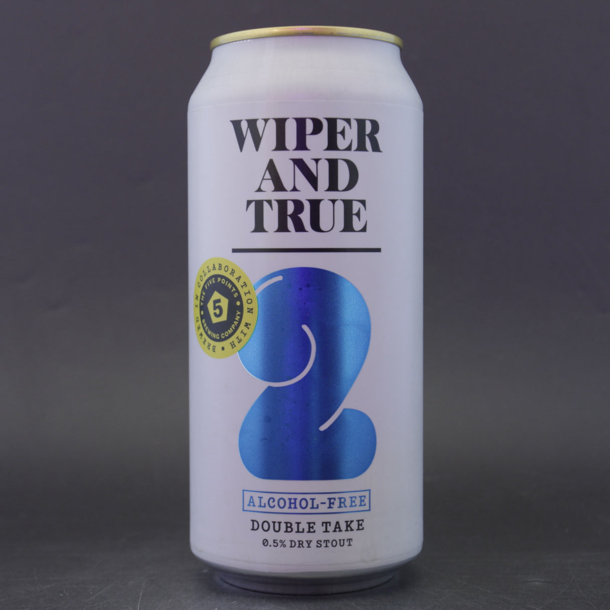 This is a can of Wiper And True / Five Points - Double Take - 0.5% (440ml). It is a Stout / Porter craft beer available to buy from Ghost Whale, voted London's best craft beer shop.