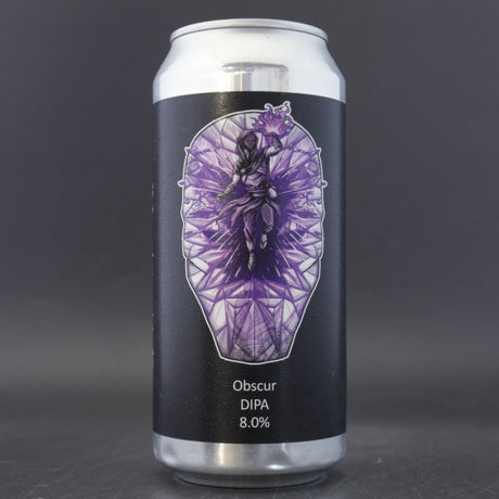 This is a can of Dark Element / Glasshouse - Obscur - 8% (440ml). It is a Double IPA craft beer available to buy from Ghost Whale, voted London's best craft beer shop.